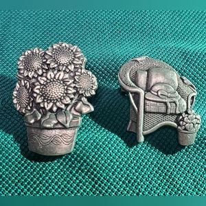 Birds & Blooms Limited Edition 2006 & 2008 Pewter Brooch/Pins